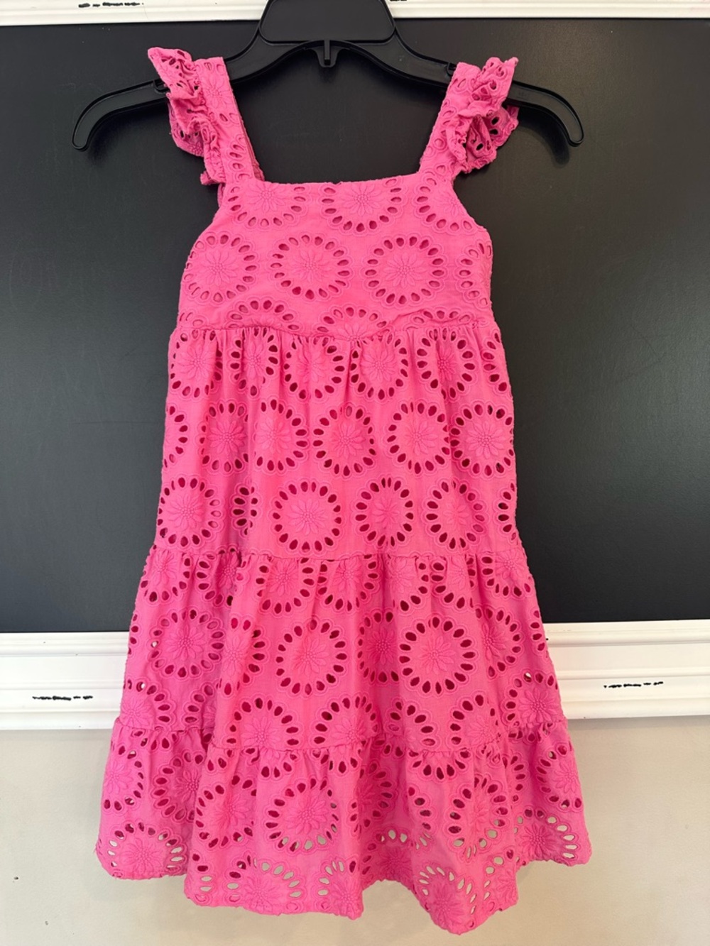 Vineyard Vines Girls Pink Eyelet Ruffle Strap Sundress Sz. S 7/8